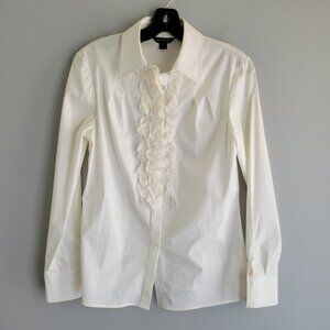 St John Long Sleeve Button Down Shirt with Ruffles